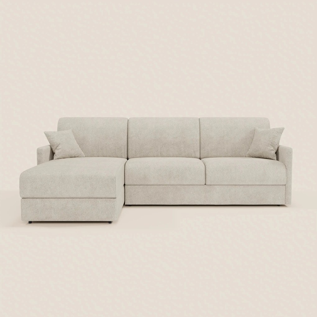 TOMMY Divano Letto con penisola contenitore - design minimal e sfoderabile in tessuto smacchiabile simil cotone T33