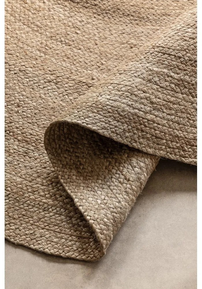 Tappeto rotondo di colore naturale in iuta reversibile ø 100 cm Braided Grey – Hanse Home