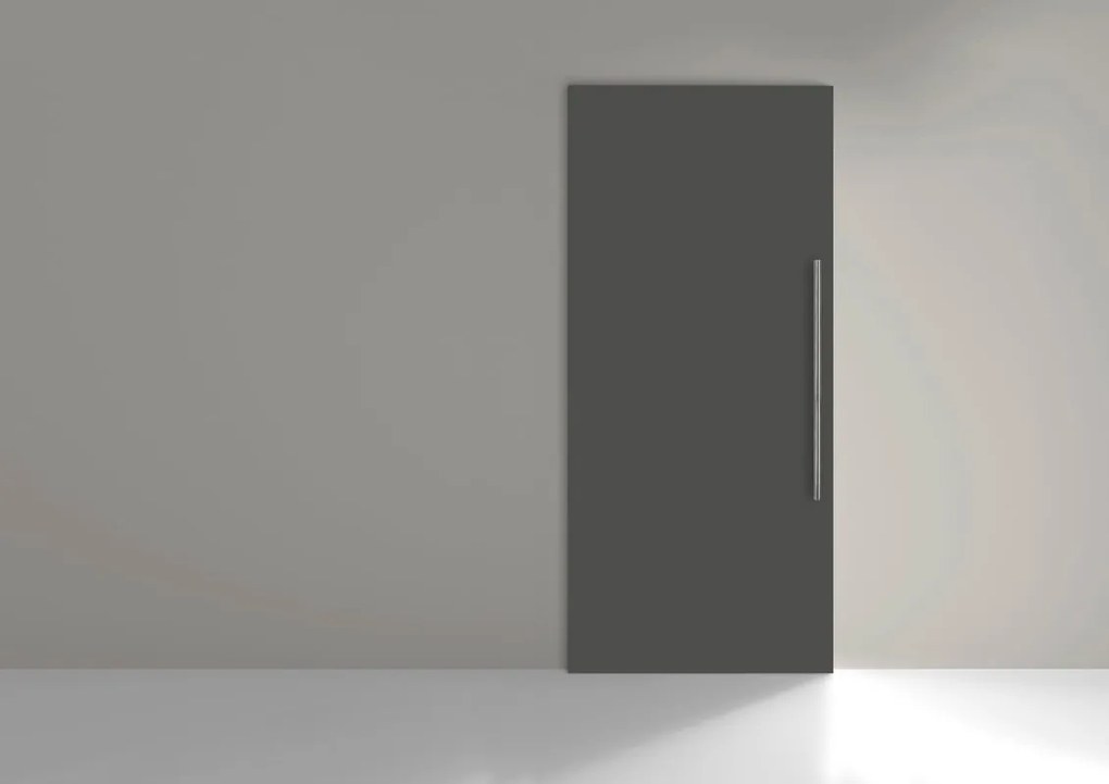 Porta scorrevole Porta Stoccolma con maniglione in legno grigio antracite, L 99 x H 221 cm, con binario meccanismo di scorrimento a scomparsa  Reversibile