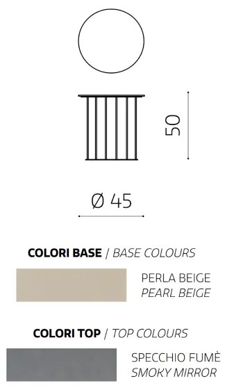 Tavolino tondo D45 cm con base in metallo Beige e piano in vetro Fumč MUTE