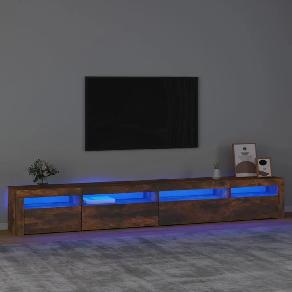 Mobile Porta Tv Con Luci Led Rovere Fumo 270x35x40 Cm /