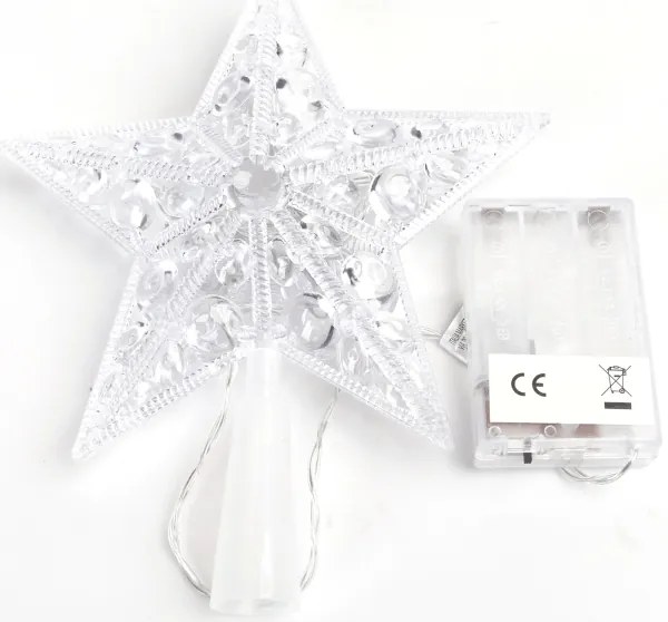 Aigostar - Stella LED per decorazione natalizia, 16 LED, 3xAA, luce bianca fredda