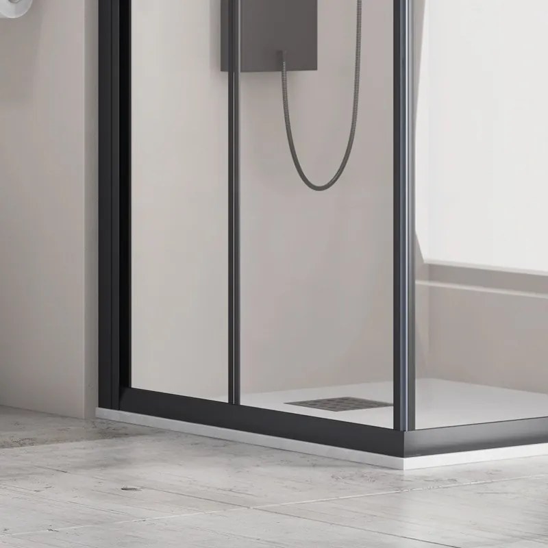 Box doccia 140x100cm finitura nera mat modello KF1000B - KAMALU