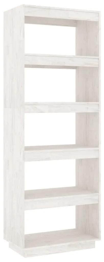 Libreria/divisorio bianco 60x35x167cm in legno massello di pino