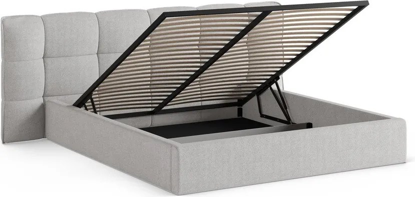 Letto matrimoniale imbottito grigio con contenitore con rete inclusa 140x200 cm Eric – Micadoni