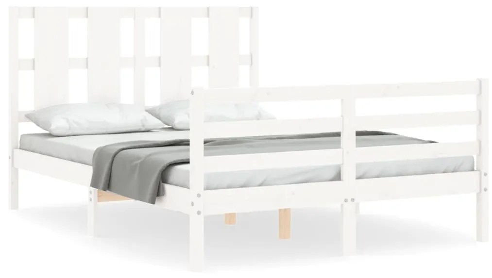 Giroletto con testiera bianco 140x200 cm in legno massello