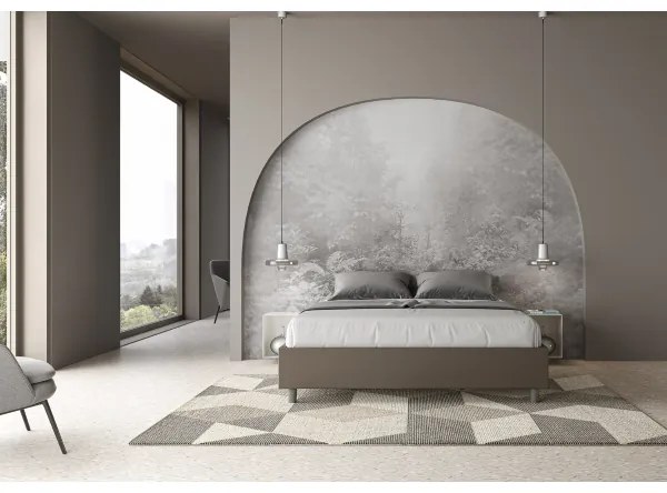 Letto matrimoniale senza rete imbottito 160x200 similpelle cappuccino Azelia