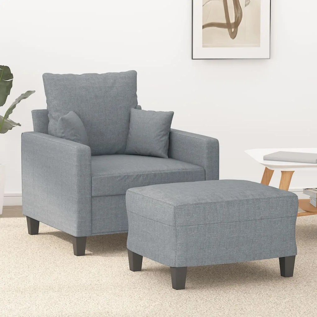 Poltrona Con Poggiapiedi Grigio Chiaro 60 Cm İn Tessuto /