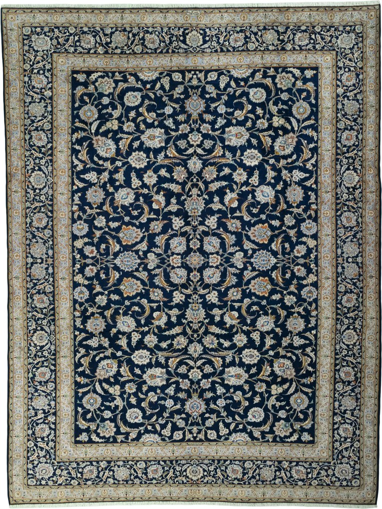 Kashan Tappeto persiano 320 x 420 Blu (Iran) Annodato A Mano