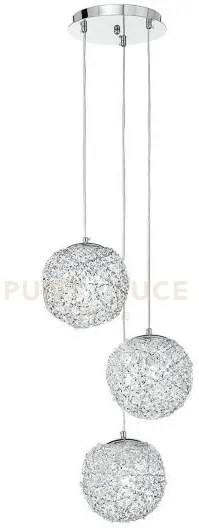 Lampadario a sospensione astra cromo 3 luci attacco e27 40x120cm al...