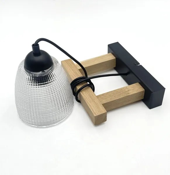 Lampadario a sospensione con cavo LEANDRA 1xE27/15W/230V rovere/nero