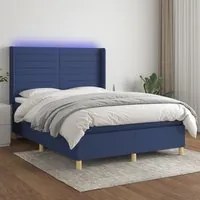 Letto a Molle con Materasso e LED Blu 140x200 cm in Tessuto 3138963