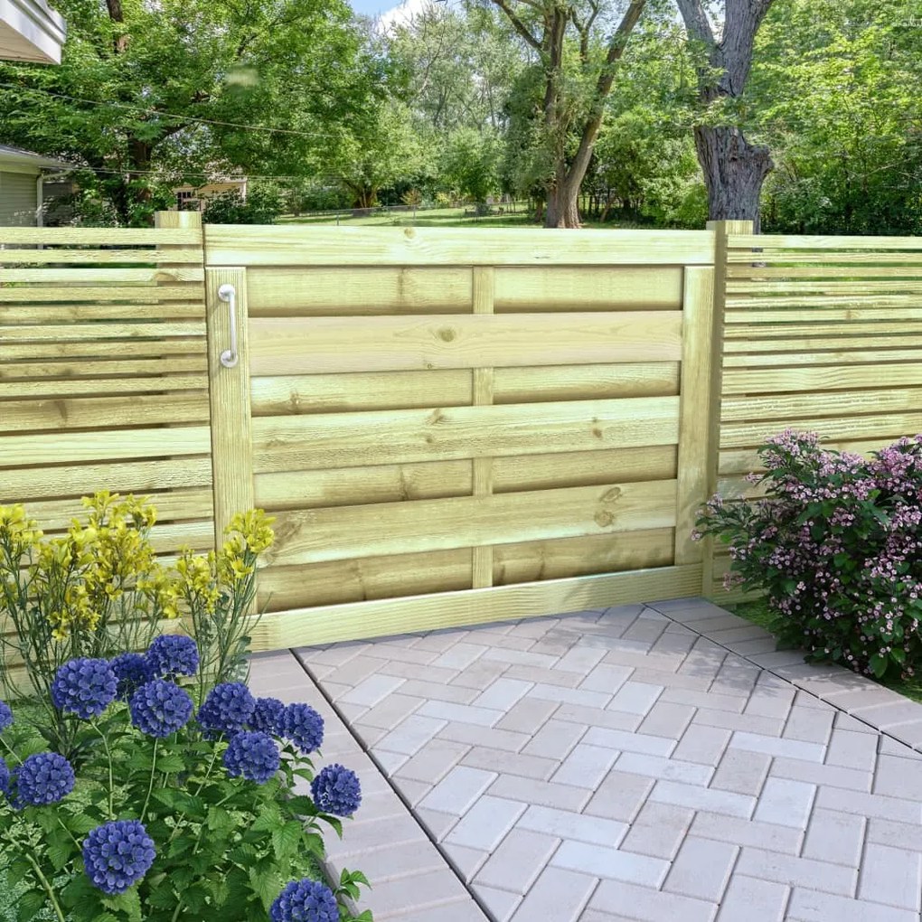 Cancello Da Giardino İn Legno Di Pino Impregnato 100x75cm Verde /