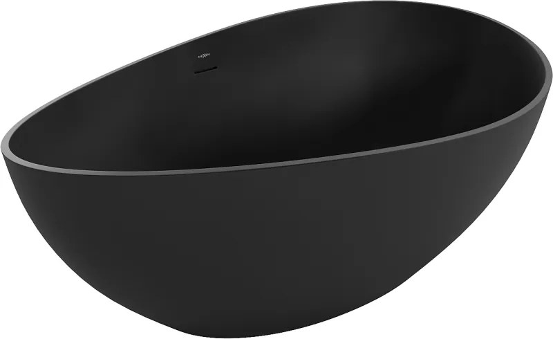 Mexen Parma vasca da bagno freestanding in conglomerato 160 x 95 cm, nero opaco - 57231609570
