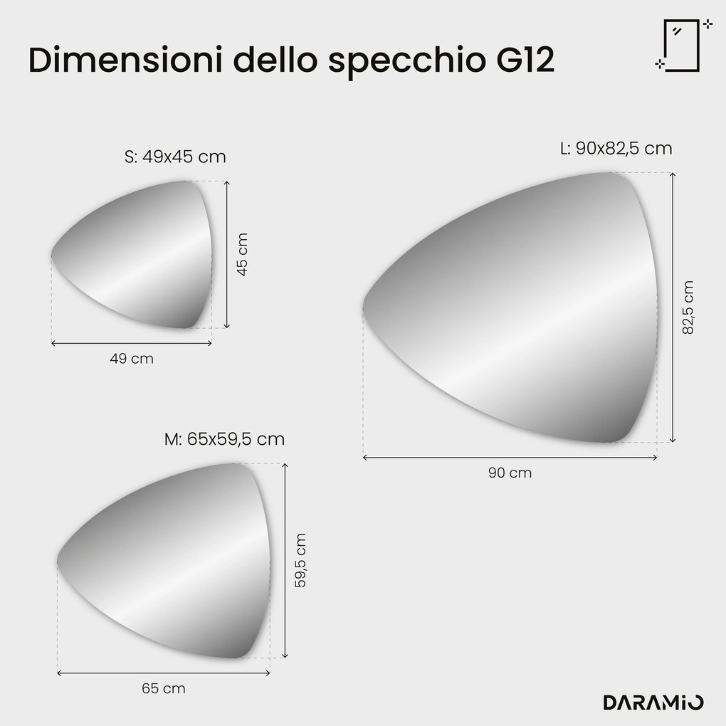 Specchio asimmetrico con luce LED G12