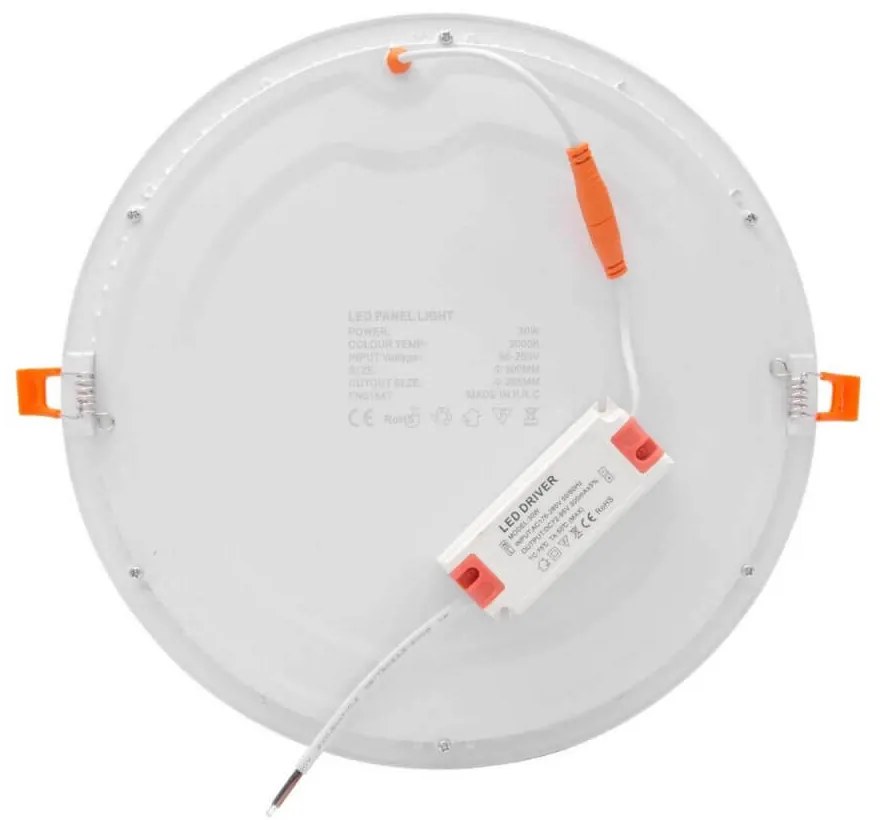 Pannello LED Rotondo 30W, 3.000lm, no Flickering, Foro Ø278-285mm Colore Bianco Freddo 6.000K
