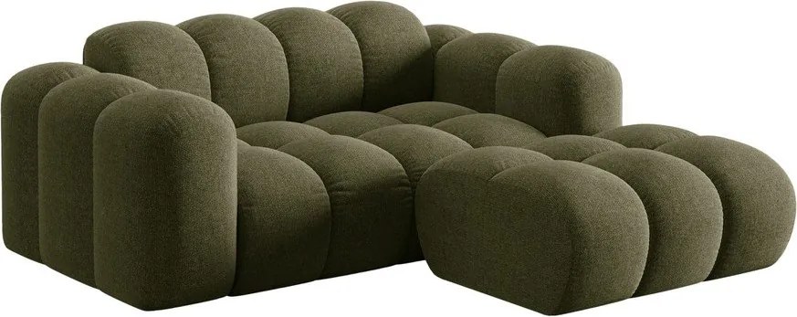 Divano angolare verde (con penisola a destra/con chaise lounge) con rivestimento in ciniglia Treno – Cosmopolitan Design