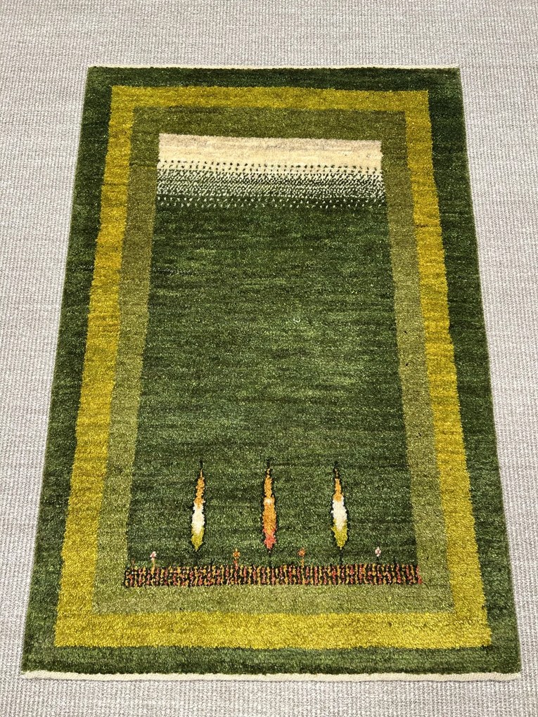 Gabbeh Tappeto persiano 80x120 Verde (Iran) Annodato A Mano