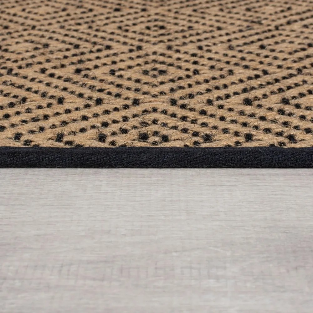 Tappeto nero/di colore naturale in iuta 200x290 cm Diamond – Flair Rugs