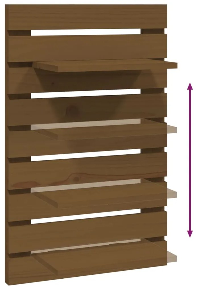 Mensole da Letto a Parete 2 pz Miele Legno Massello di Pino