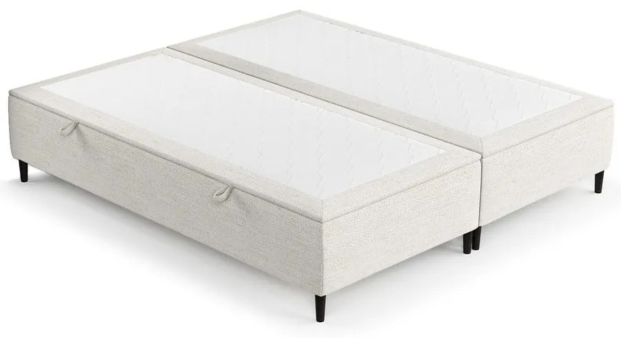 Letto matrimoniale imbottito crema con contenitore 160x200 cm Tate - Maison de Rêve
