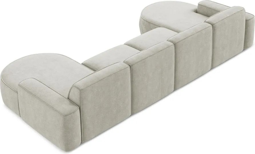 Divano angolare color crema (a U) con rivestimento in ciniglia Omao – Makamii