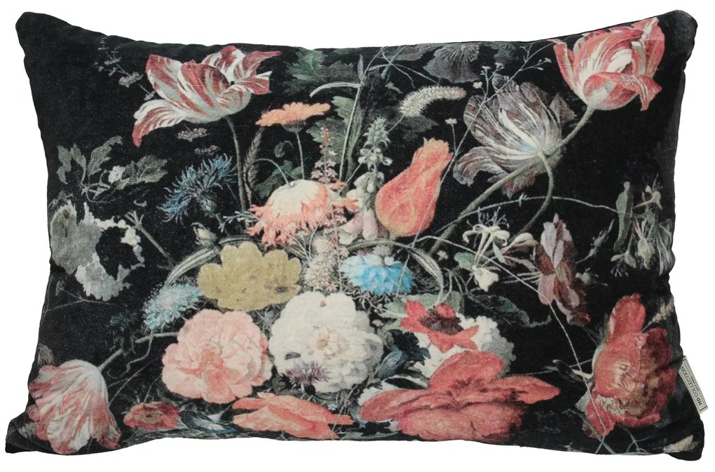 Cuscino 40x60 cm in velluto con fantasia floreale