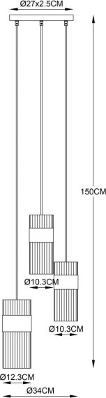 Globo 15718-3 - Lampadario a sospensione con filo SCARFINA 3xE27/60W/230V