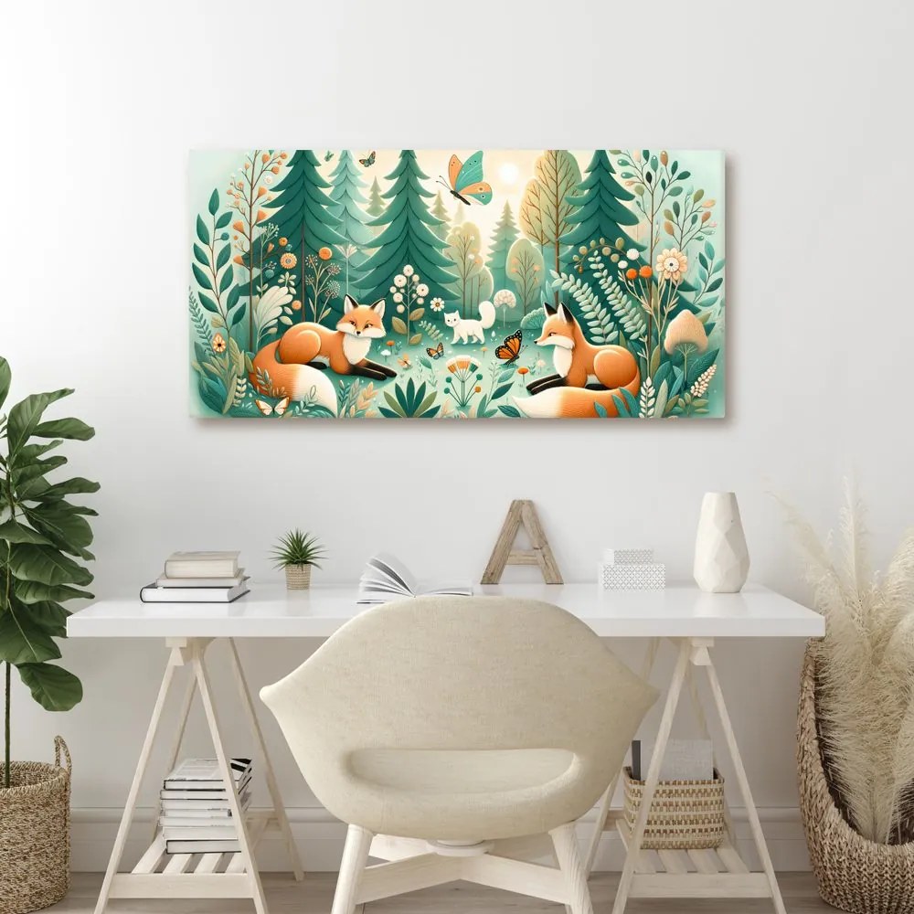 Quadro su tela – Volpi e farfalle nella natura