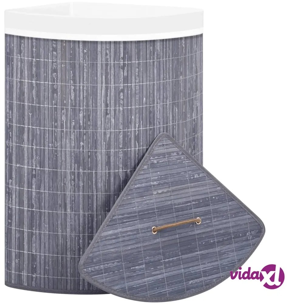 vidaXL Cesto Portabiancheria Angolare in Bambù Grigio 60 L