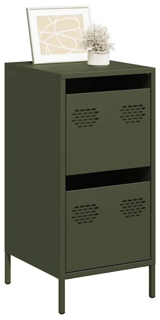 Credenza Verde Oliva 35x39x73,5 Cm İn Acciaio Laminato A Freddo /