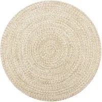 Tappeto Artigianale in Juta Bianco e Naturale 90 cm 133722