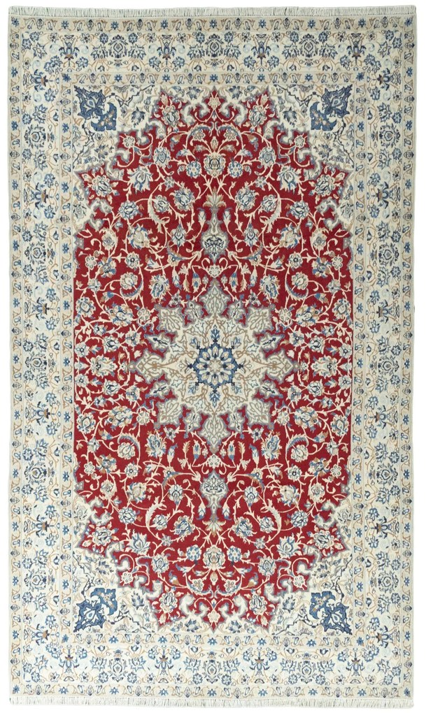 Nain Tappeto 210x360 Rosso (Iran) Annodato A Mano
