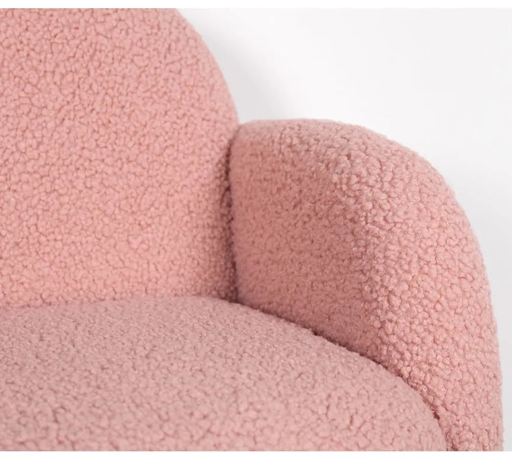 Poltrona per bambini rosa in tessuto bouclé Moylo - Artie