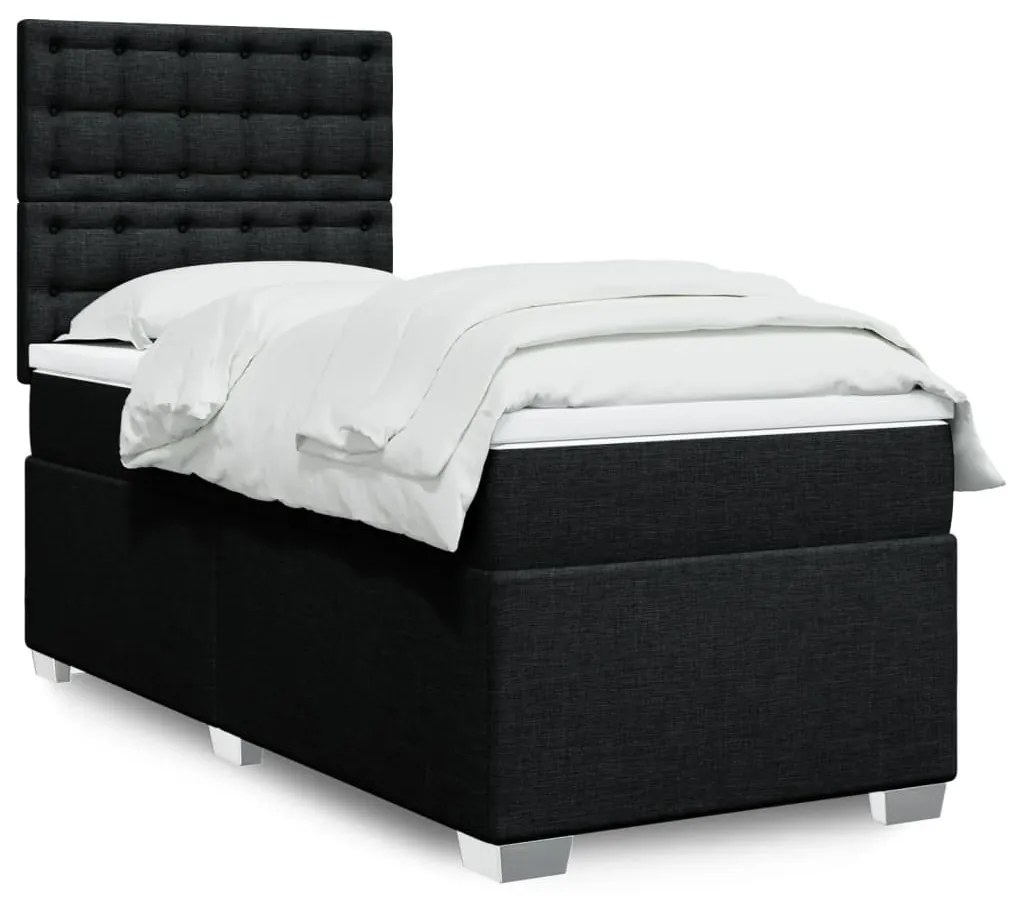 Giroletto A Molle Con Materasso Nero 100x200 Cm İn Tessuto /