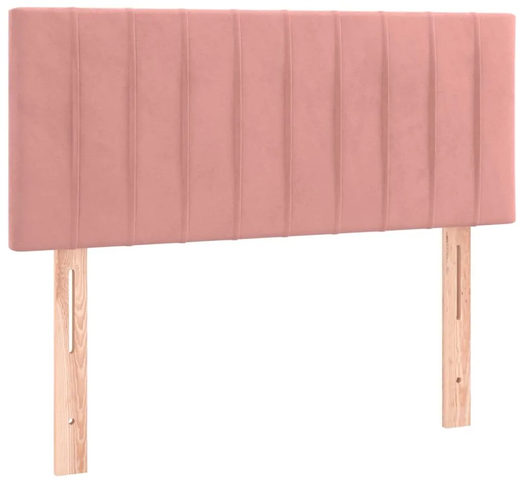 Letto a Molle con Materasso e LED Rosa 100x200 cm in Velluto