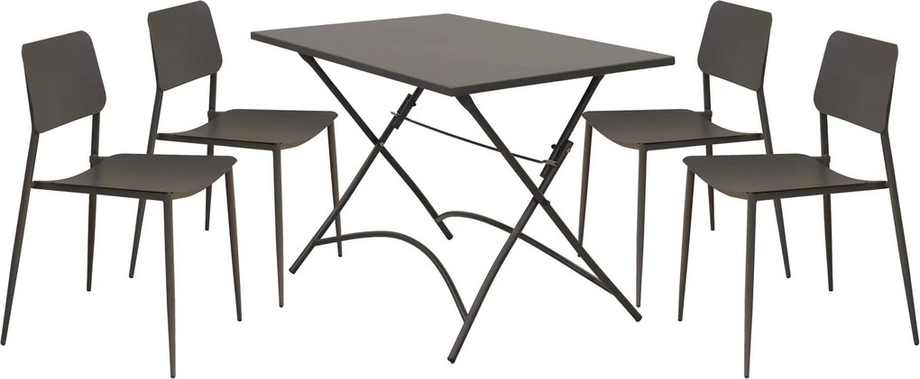 ROMANUS - set tavolo in metallo cm 110 x 70 x 72 h con 4 sedie Viper