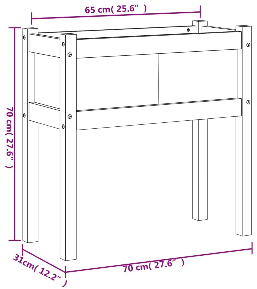 Fioriera da Giardino con Gambe 70x31x70 cm Legno Massello Pino