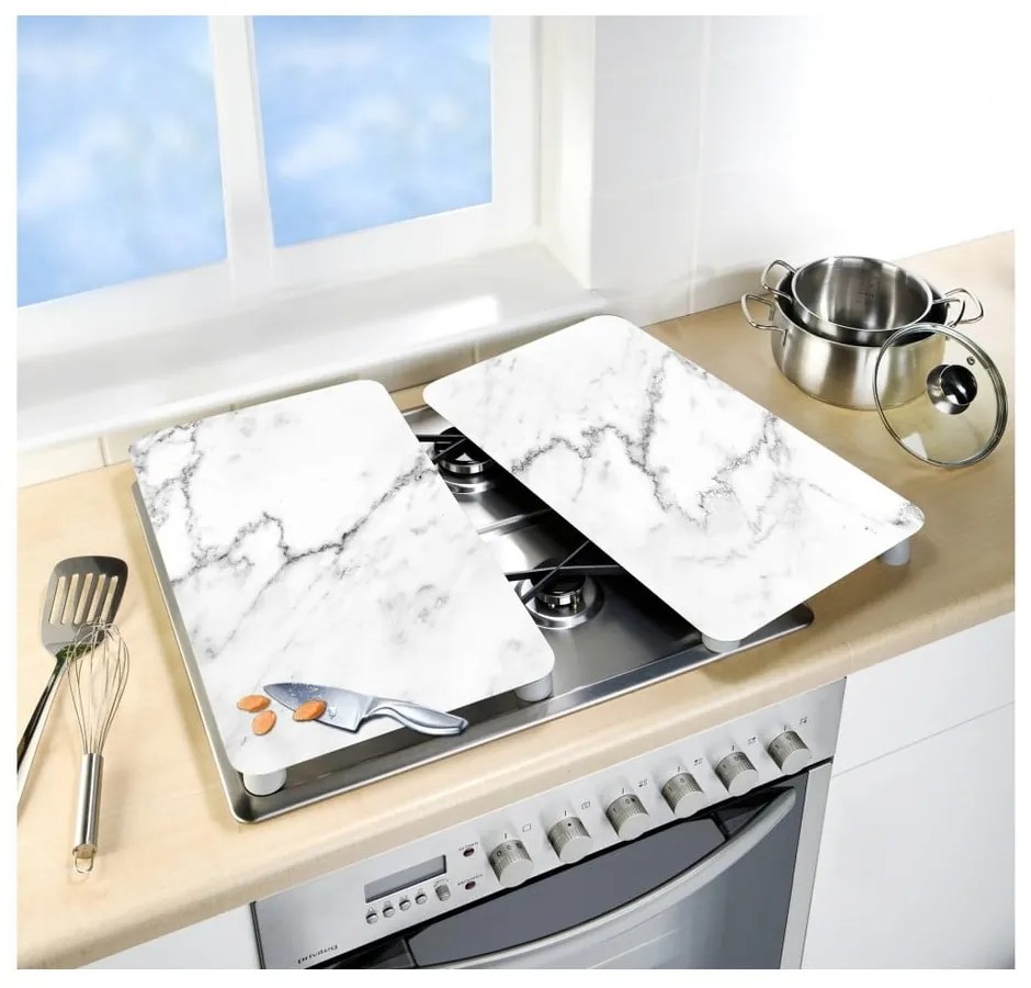 Set di 2 copri stufe in vetro, 52 x 30 cm Marble - Wenko