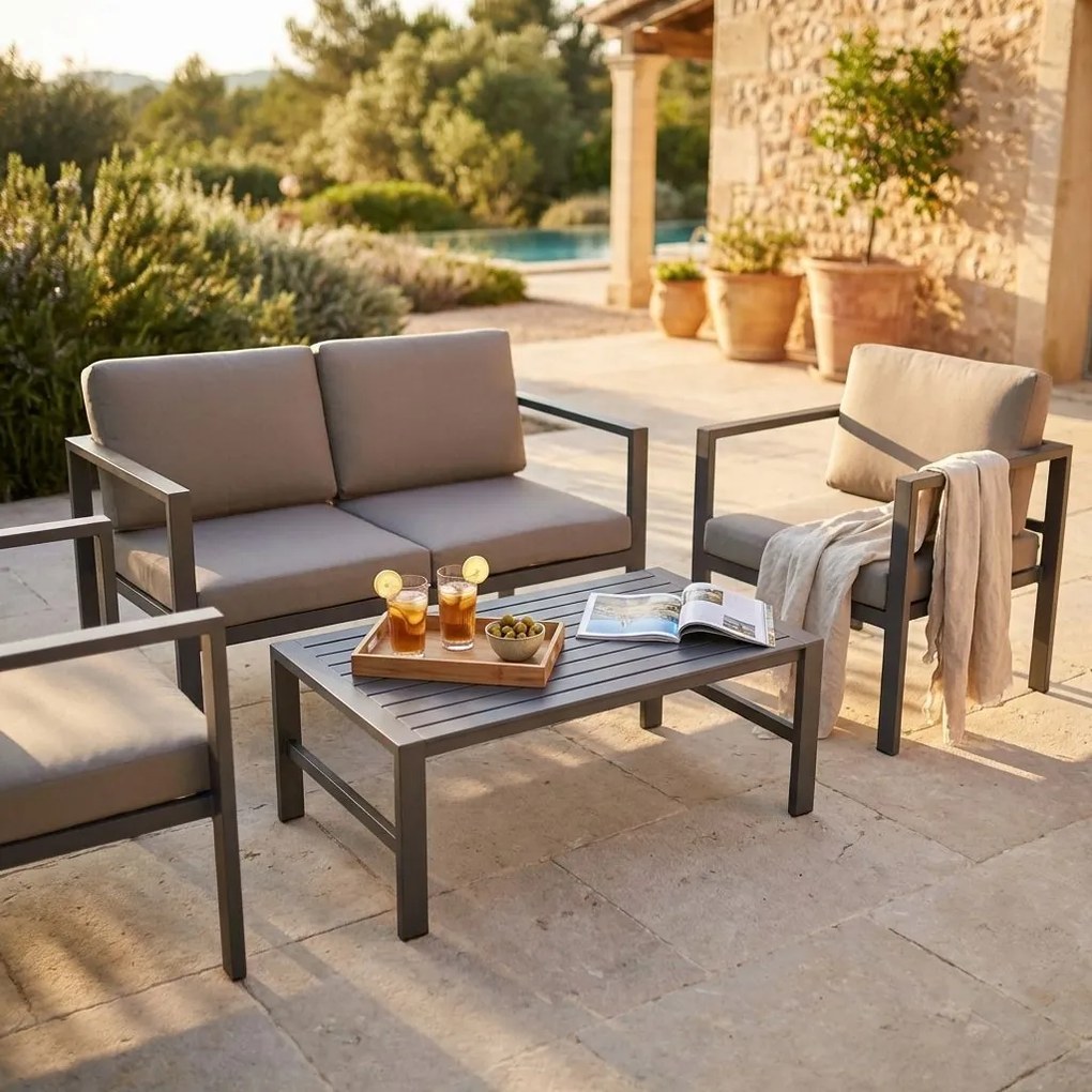 AULUS - salotto da giardino in alluminio 4 posti