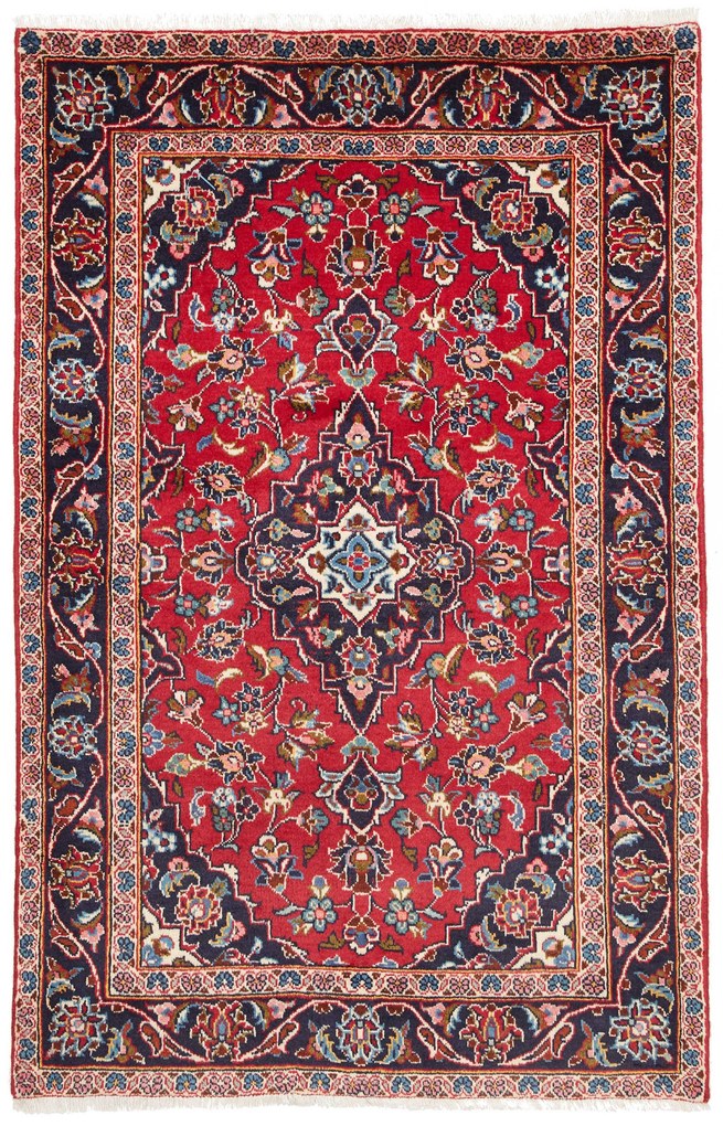 Kashan Tappeto persiano 100x150 Rosso (Iran) Annodato A Mano