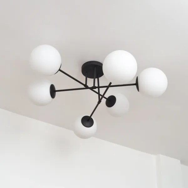 Lampadario a plafone MOON 6xE27/15W/230V nero