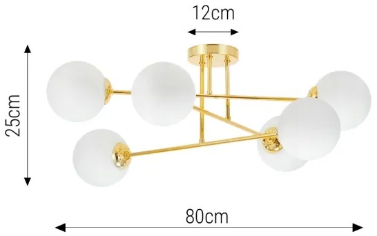 Lampadario a sospensione con supporto rigido 6xE27/35W/230V diametro 80 cm oro