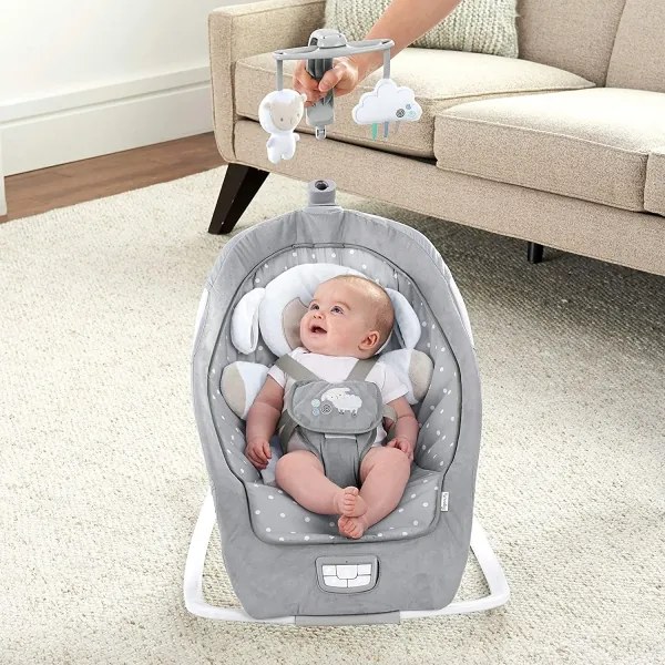 Ingenuity - Altalena per bambini con melodia CUDDLE LAMB 3xLR14