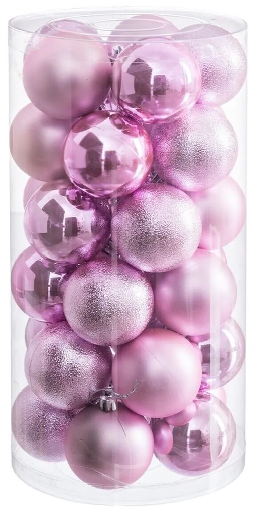 Palle di Natale Rosa Plastica Ø 6 cm (30 Unità)