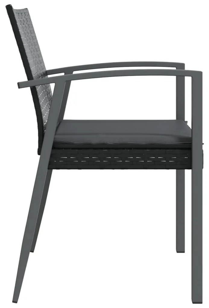 Sedie da giardino con cuscini 4pz nere 56,5x57x83 cm polyrattan