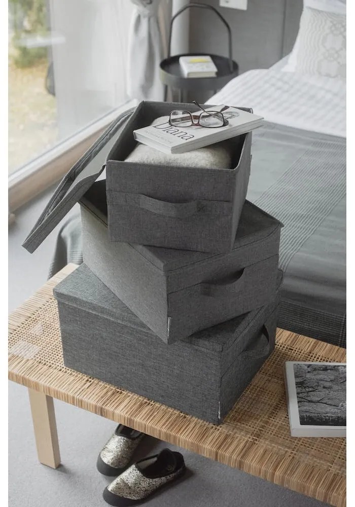 Scatola con coperchio grigia in tessuto 35x26x19 cm Soft Storage – Bigso