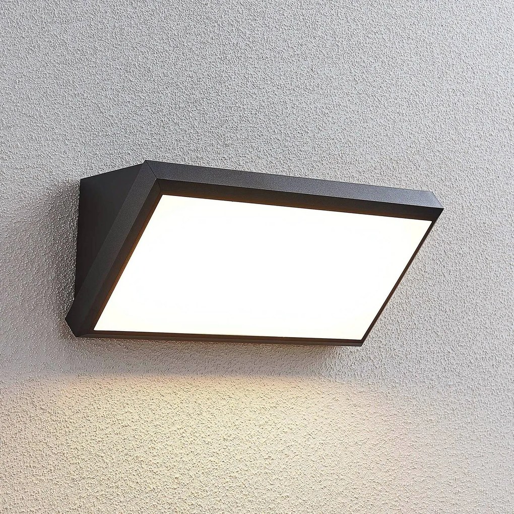 Lindby Applique da esterni LED Abby, grigio, plastica, IP65