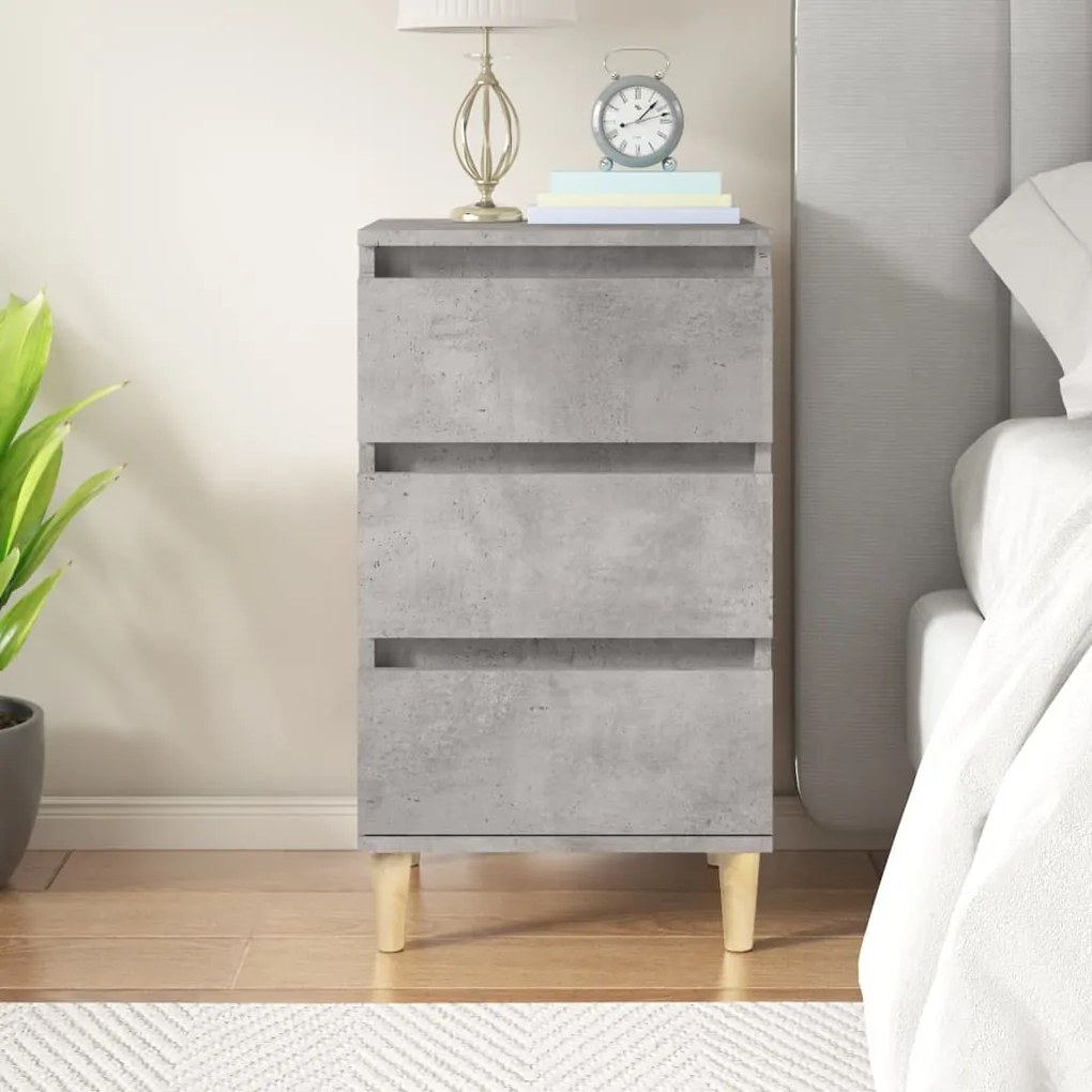 Comodino Grigio Cemento 40x35x70 Cm İn Legno Multistrato /