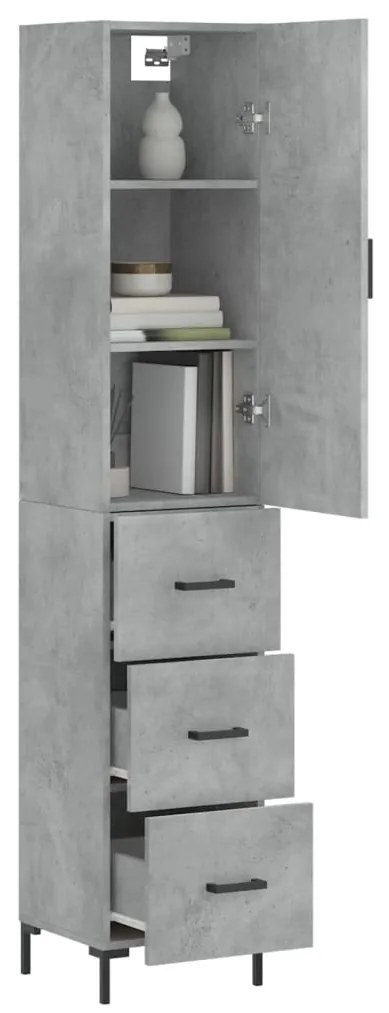 Credenza Grigio Cemento 34,5x34x180 cm in Legno Multistrato